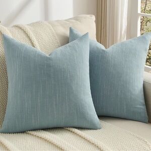 Dusty Blue Chenille Throw Pillow Covers 16x16” Set of 2,Soft & Cozy Cases